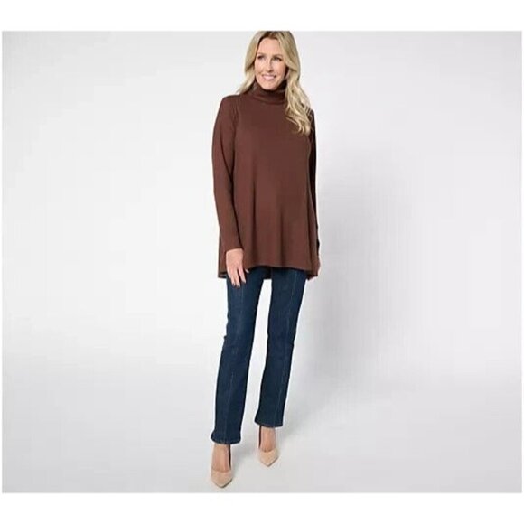 BEAUTIFUL by Lawrence Zarian Turtleneck Swing Tunic Espresso X-Small A661719 - Picture 1 of 3